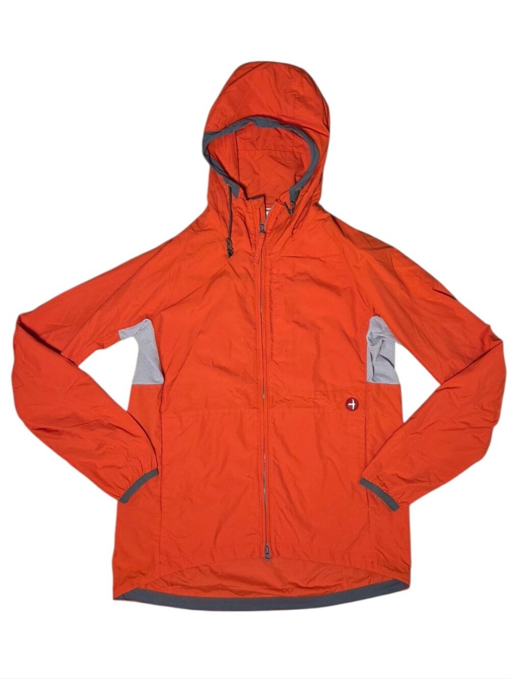 Relwen Barrier Shell Jacket Orange Red Hood Zipper Pockets Gorpcore Men's Large